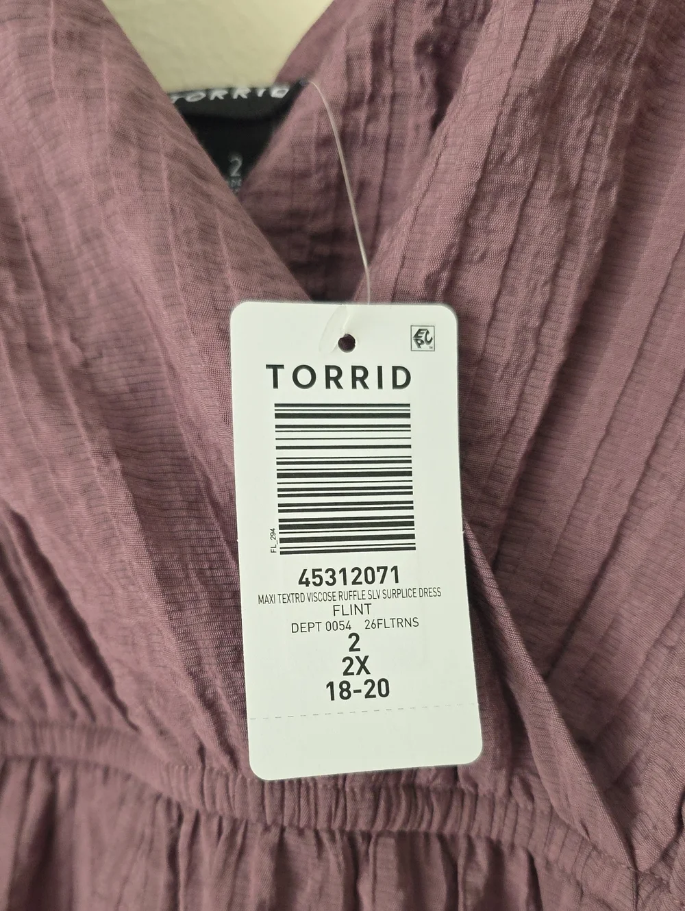 Torrid Dusty Mauve Textured Tie-Shoulder Maxi Dress